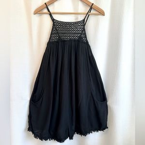 aerie Crocheted Top Gauze Beach Coverup Romper, XS